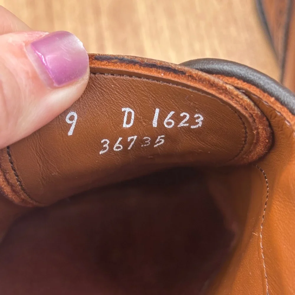 Allen Edmonds Strand Oxford Mens 9 D Brown Leather Brogue Cap Toe Dress Shoes